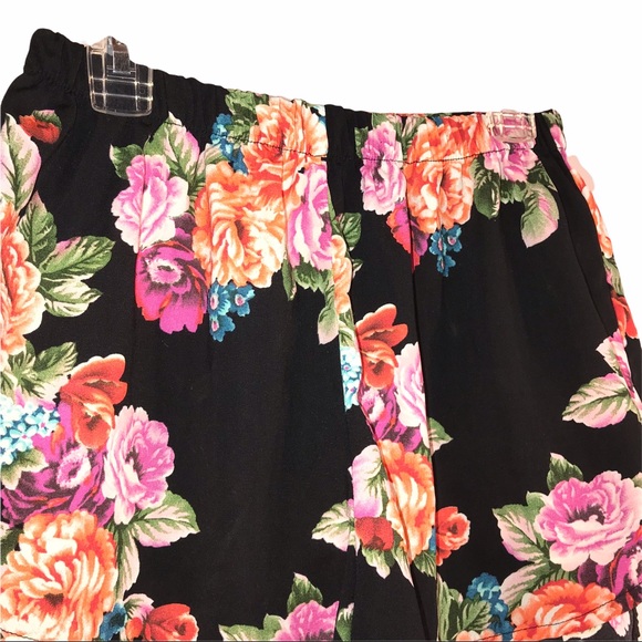 Black Floral Lingerie Shorts, Size M - Picture 2 of 8
